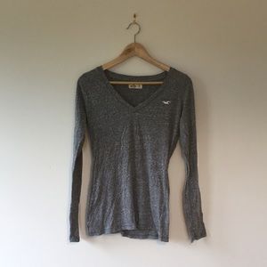 Grey V-Neck Long Sleeve